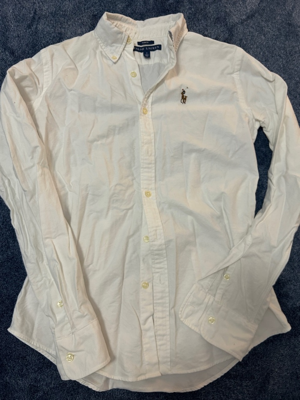 Ralph Lauren White Long-Sleeve Button-Down Oxford Shirt